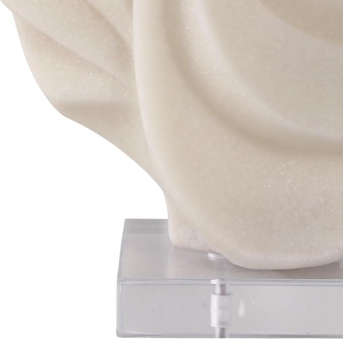 Abstract Swirl Sculpture Home Decor Figurine Ornament - Resin Accent Statue on Acrylic Base for Shelf or Coffee Table Decor - Decorative Display for Living Room, Bathroom, Office or Room - 15”, White