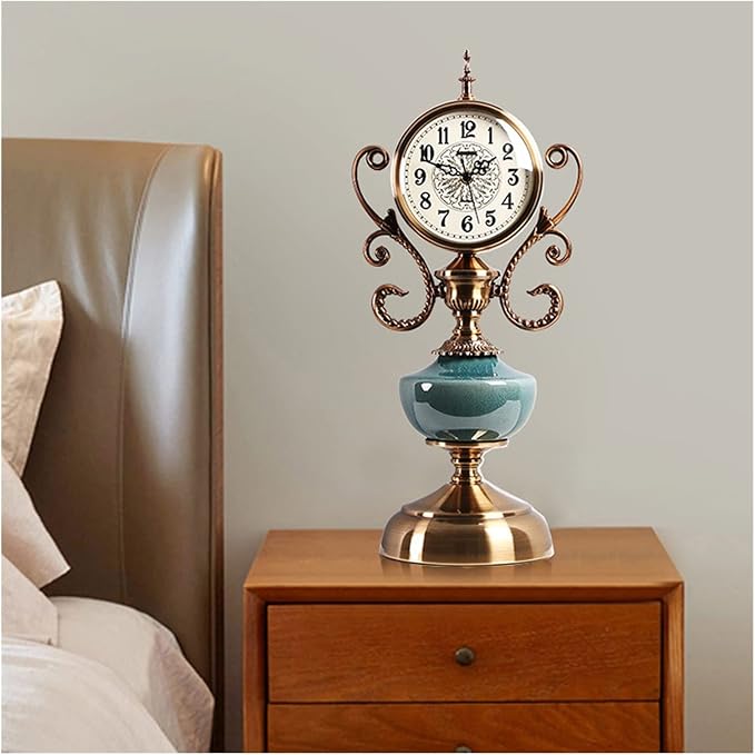 SUNESA Table Clock Clock Table Clock Living Room Decoration Retro Home Desktop Clock Fashion Table Clock Desk Clock (Color : B)