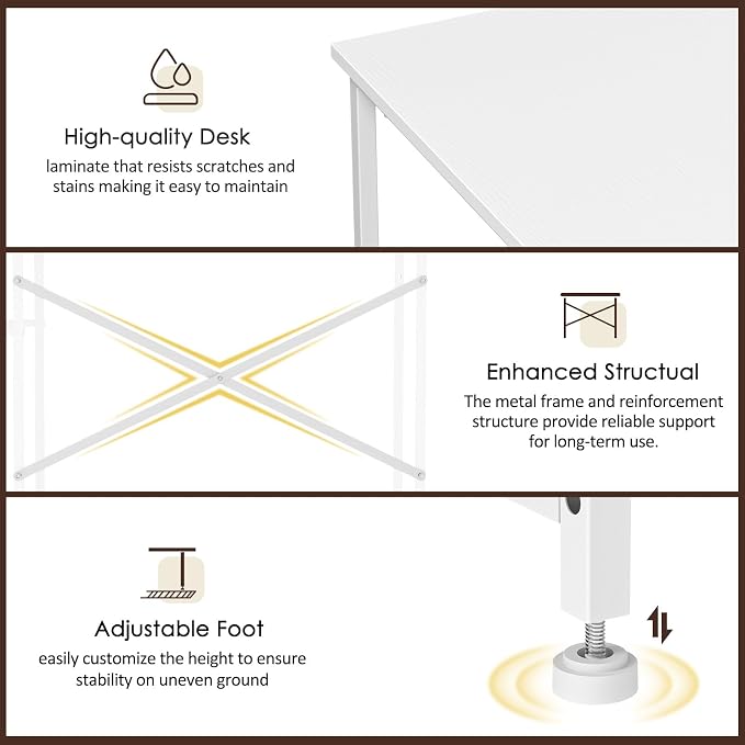 DAOUTIME White Computer Desk, 36 Inch Small Desk with Drawers, Home Office Desk with Storage Shelves for Bedroom, Living Room, Dorm, Vanity Desk for Small Spaces, White