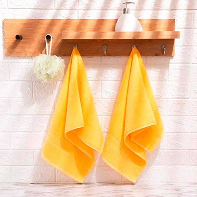 PUPOPIK Hand Towels for Bathroom 2 Pack-100% Cotton Hand Towel (14 x 30 Inch), Highly Absorbent and Quick Dry Face Washcloth, Home Soft Premium Towel for Hotel, Bath, Kitchen and Spa(Yellow)