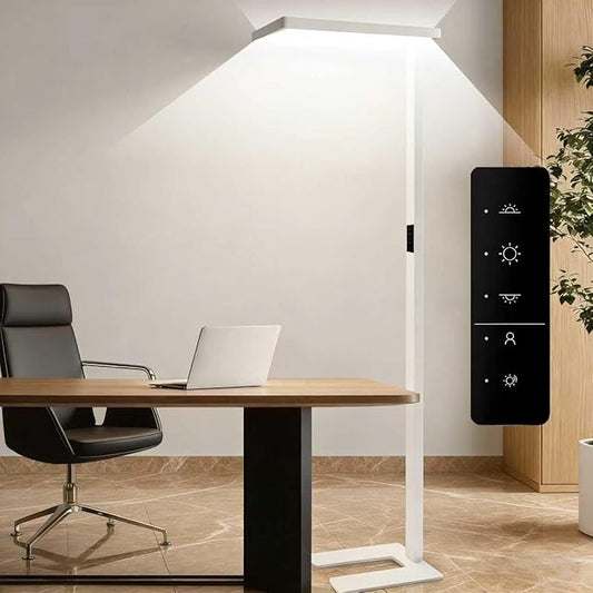 Pure Light Floor Lamp 9500LM Full Spectrum, 4000K Natural Daylight Eye-Care Reading Light, Dimmable 100W Standing Lamp with Motion Sensor for Home Office, 60000+ Hours