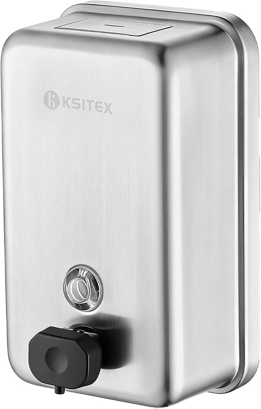 Stainless Steel Soap Dispenser Wall Mounted, 37oz Commercial Hand Soap Dsipenser, Manual Anti-Leak Pump Liquid Soap Dispenser, Rust-Proof Lining Hand Sanitizer Lotion Dispenser for Bathroom