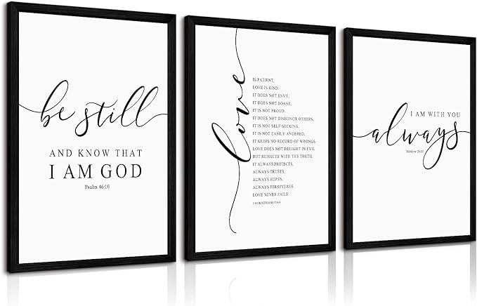 Tanmart Bible Verse Wall Art Decor Scripture Canvas Wall Art Christian Pictures Inspirational Artwork Scripture Bible Verse Posters Christian Paintings for Living Room Bedroom 12x16 Inch Black Framed