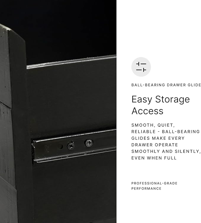 Signature Design by Ashley Londer Casual 5-Drawer Chest of Drawers with Safety Stop and Felt Lined, Black