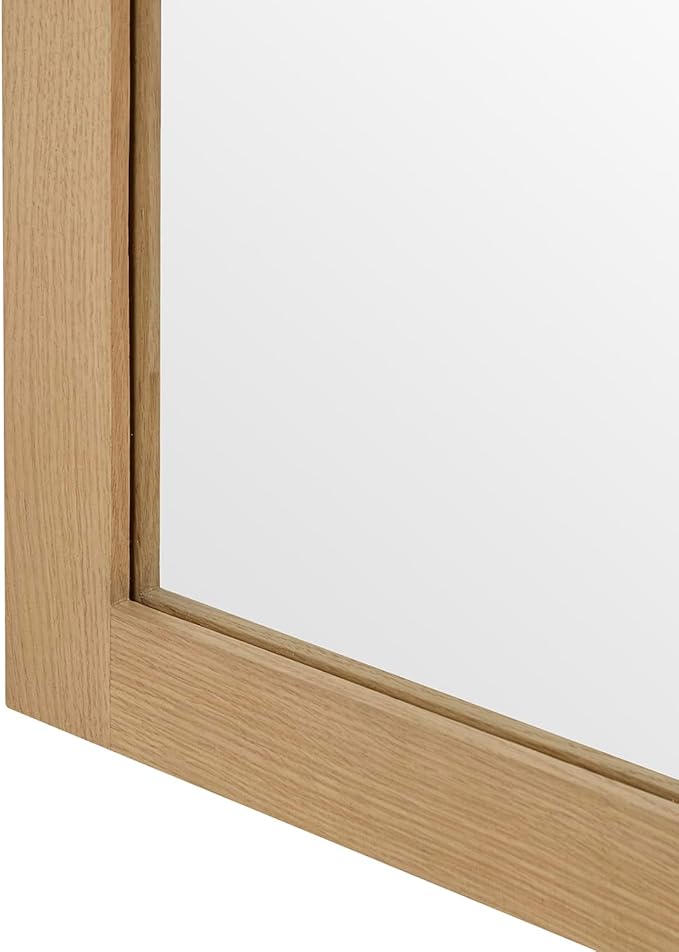 ARIEL Rectangular Wooden Mirror 24" x 32" in Natural Oak, Flexible Horizontal/Vertical Hanging for Bathroom, Vanity, Entryway & Living Room Decor, Farmhouse Style
