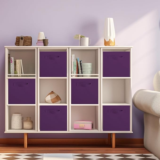 ShellKingdom Storage Bins, Foldable Fabric Storage Cubes And Cloth Storage Organizer Drawer For Closet And Toys Storage, 6 Pack (Purple)