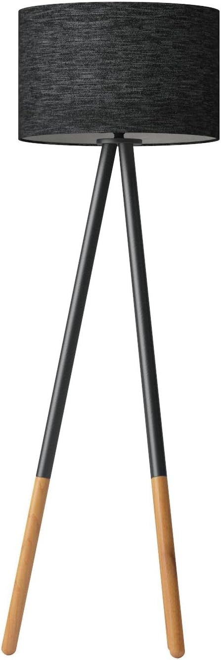 Adesso 6285-01 Louise, 60.25 in., 150 W Incandescent/ equiv. CFL, Black Painted Metal w/ Wood Tips, 1 Floor Lamp