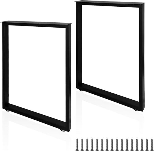 Metal Table Legs 30" Height 24" Wide Duty Desk Legs Dining Table Legs Black Metal Coffee Table Legs with Adjustable Feet Pads, Black, Set of 2
