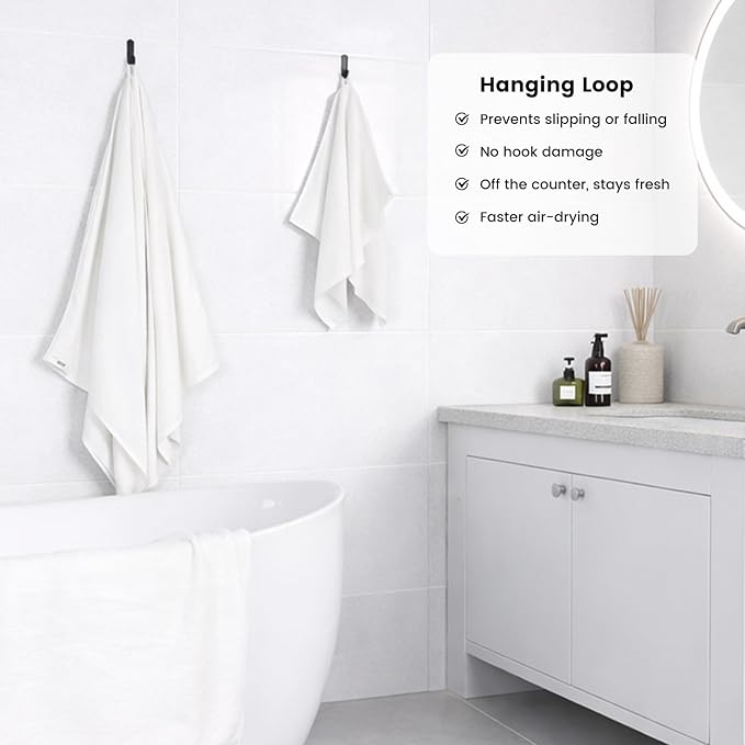 SEMAXE 12-Piece Family Bathroom Towel Set - 100% Cotton, 4 Bath Towels, 4 Hand Towels, 4 Washcloths, Ultra-Soft and Super Absorbent, Lighter Weight