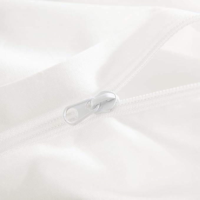NEXHOME PRO Twin Duvet Cover Set 100% Certified Organic Cotton with Washed Feel & Linen-Like Texture, Comfortable & Breathable, Home Bedding Set Bright White (No Comforter)