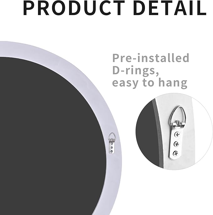White Round Mirror 30 Inch, Circle Wall Mirrors for Bathroom, Bedroom Living Room or Entryway