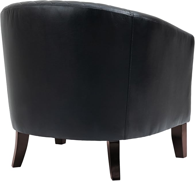 UIXE Faux Leather Barrel Accent Chairs Set of 6, Modern Club Upholstered Arm Chair, Comfy Armchair Nailed Trim Living Room Single Sofa Reading Seat Bedroom Side Sitting for Office, Black