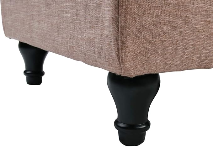 Storage Chaise Lounge Indoor Upholstered Sofa Recliner Lounge Chair for Bedroom Living Room Tan Fabric (Left Armrest)