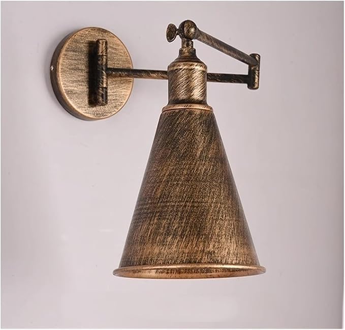 Folding Wall Lamp Retro Rocker Arm Wall Lamp Bedroom Bedside Lamp Iron Art Living Room Study Reading Wall Sconce Swing Arm Adjustable Vintage Wall Mount Light Sconce ( Color : G-Antique color )