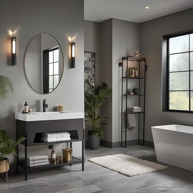 ANDY STAR Brushed Bronze Oval Mirrors for Bathroom, 24x36 Inch Bronze Stainless Steel Metal Framed Oval Wall Mirror, Modern Vanity Mirror Wall Mount Horizontal or Vertical