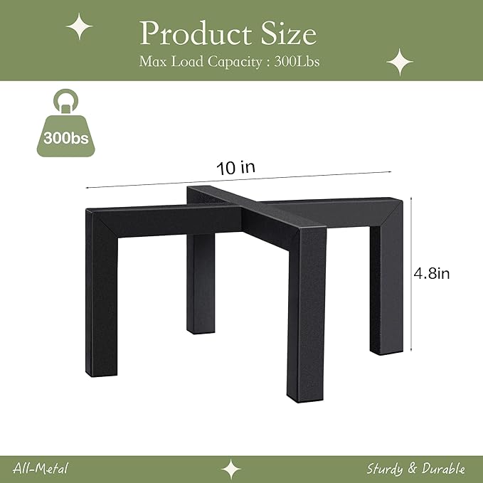 2 Pack 10" Metal Plant Stand Indoor Outdoor, Heavy Duty Plant Stools Indoor, Mid Century Modern Planter Holders, Low Short Plant Pot Stands, Black, Fit 5"-10" Pot (10 INCH)