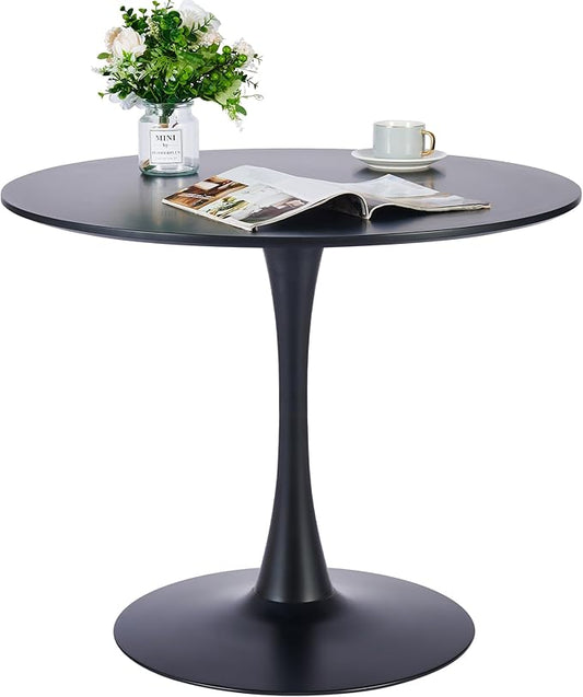 VONLUCE Black Round Dining Table, 36" Tulip Table, Kitchen & Living Room Table for 4-6 People, Modern MDF Top & Pedestal Base