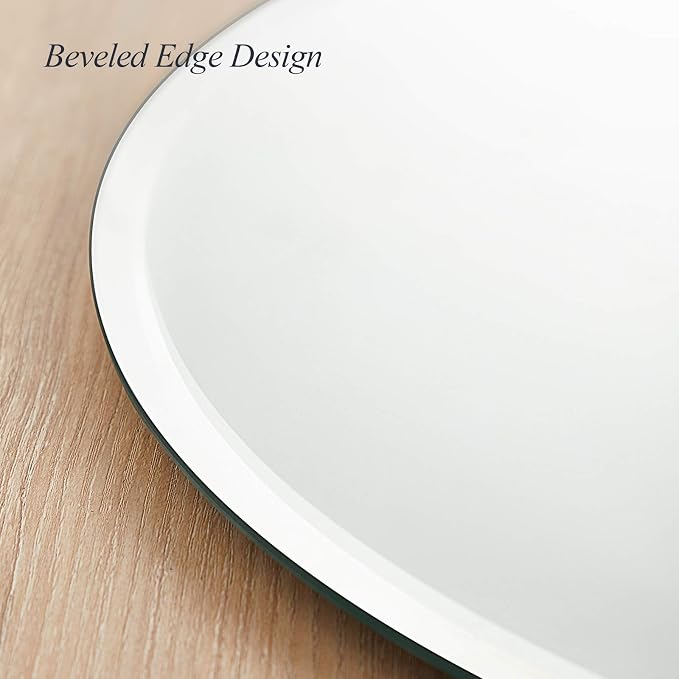 30-Inch Frameless Round Wall Mirror, Decorative Beveled Edge Bathroom Circle Mirror for Entryway, Washroom, Living Room and More