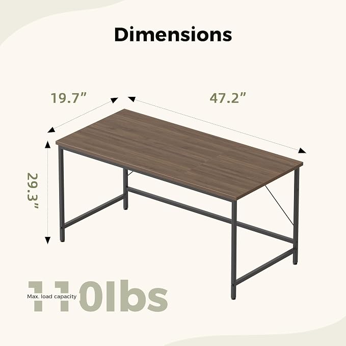 Mericonia 48 inch Computer Desk, Gaming Desk for Small Spaces, Modern Simple Style Table for Home Office, Study Student Writing Table