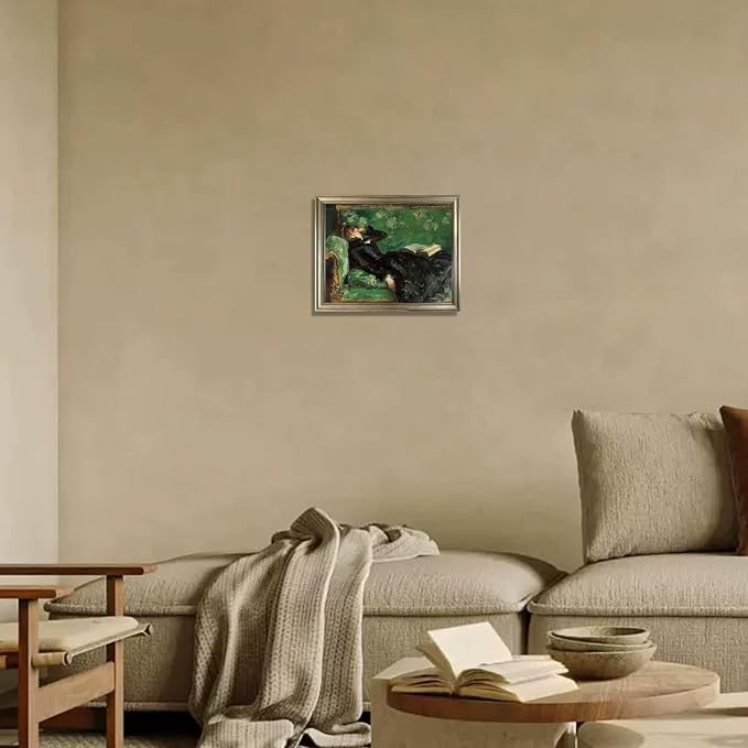 Framed Vintage Wall Art Woman Reading Canvas Print Poster Moody Oil Painting Living Room Bedroom Decor Home Artwork