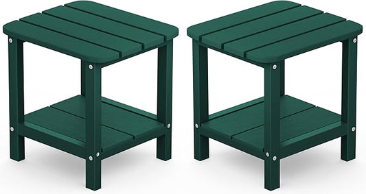 SERWALL Adirondack Table Outdoor Side Table Set of 2- Green