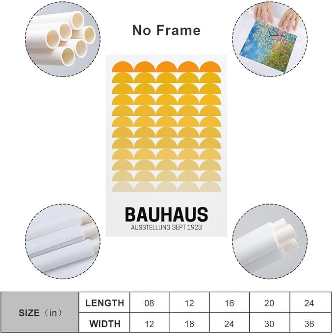 FideMm Bauhaus Vintage Poster,yellow Abstract Retro Art,Bauhaus Wall Art Poster for Room Aesthetics Canvas Wall Art Poster And Print Unframe-style 16x24inch(40x60cm)
