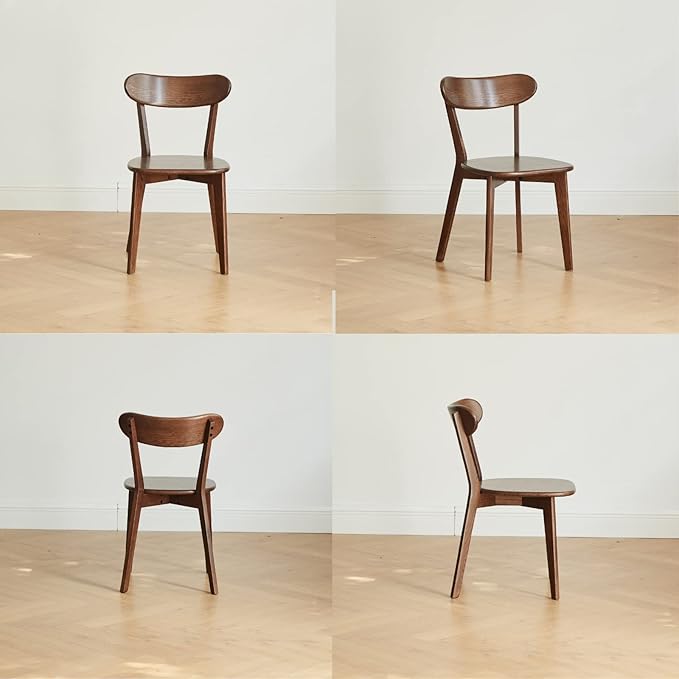 100% Solid Wood Dining Room Chairs - Practical Kitchen Chairs - Wood Chair for Dining Room, Kitchen (1, Walnut)