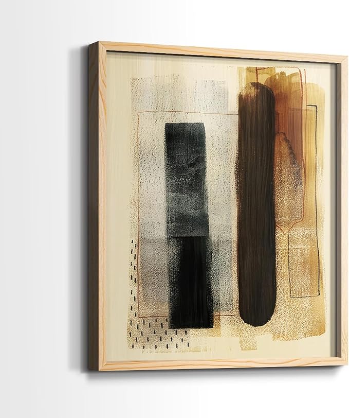 Renditions Gallery Set of 2 Peel & Stick Framed Prints, Pattern Abstract Wall Art, Burnt Toast Pattern Wall Decor, Re-Stickable - Ready to Hang - 8"x10" - NATURAL WOOD Frame LT588