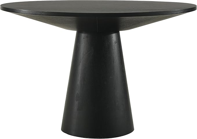 48" Round Dining Table for 6, Mid Century Modern Round Dining Table for 4-6 People, Round Kitchen Table Pedestal Base for Home Dining Room Kitchen Living Room Restaurant Furniture, EbonyBlack