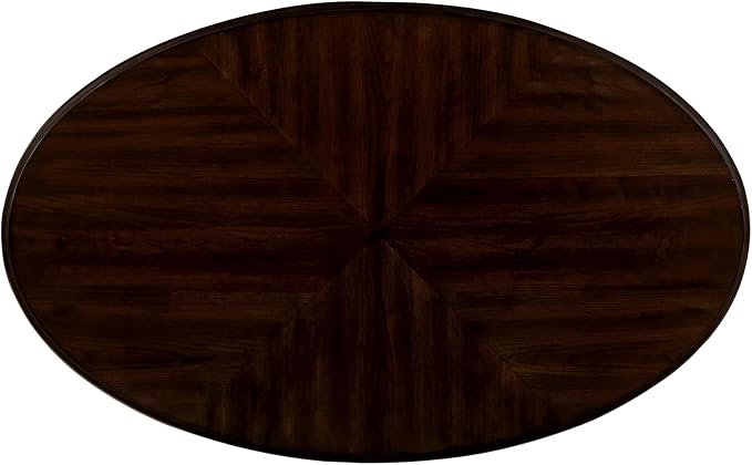 42'' Oval Wood Coffee Table for Living Room, Mid Century Farmhouse Circle Coffee Tables for Apartment, Easy Assembly Traditional Coffee Table Centre Table Retro Cocktail Table, Beige&Cherry