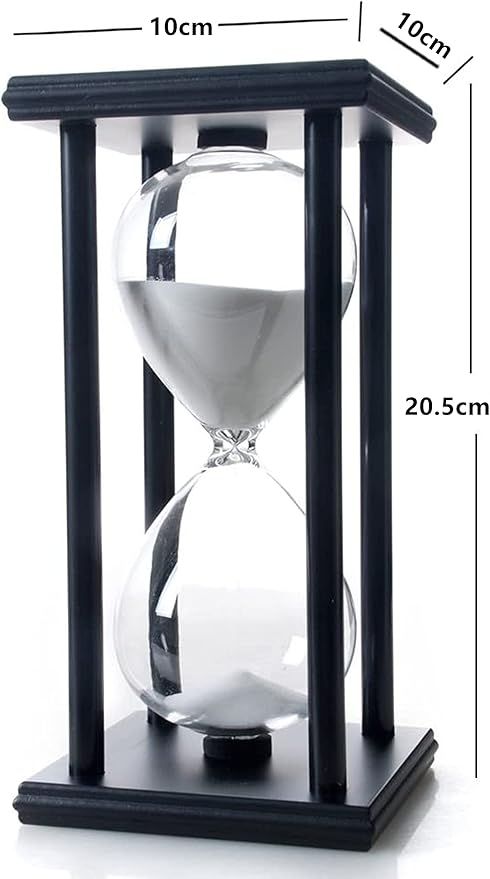 Hourglass Sand Timer 45 Minutes, Hour Glasses with Sand Decoration for Kids, Sand Clock Watch for Room Birthday Tea Coffee Table Book Shelf School Game Ornament Wooden (White Sand)