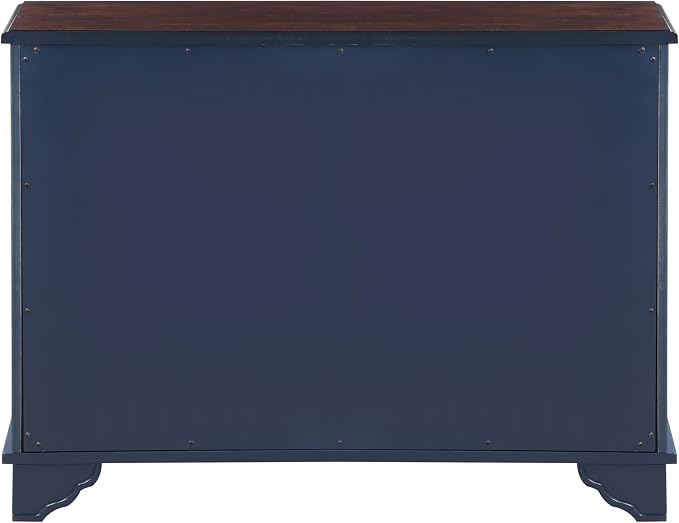 40" Retro Sideboard Storage Cabinet with 2 Doors, Wooden Console Table with Adjustable Storage Shelf, Sofa Table for Hallway, Entry Way, Living Room, Dining Room, Navy Blue and Brown