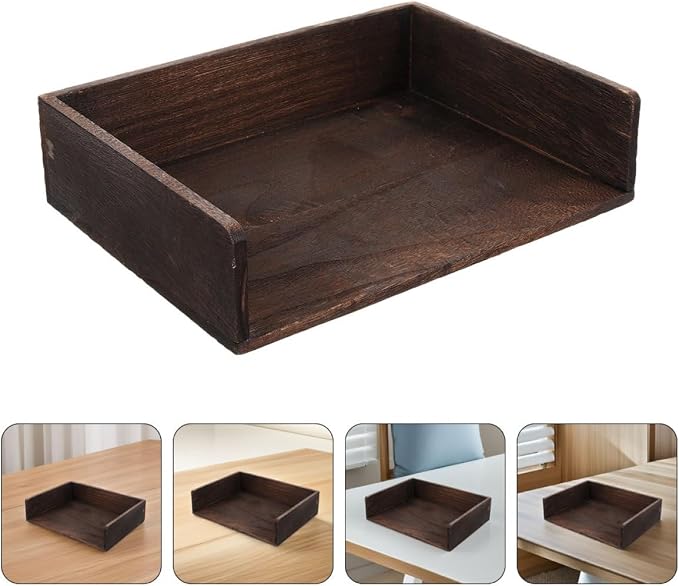 OSALADI 2pcs Vintage Solid Wood Desk Organizer Storage Shelf for Office Supplies Books Stationery Natural Wood Finish for Home Study Room