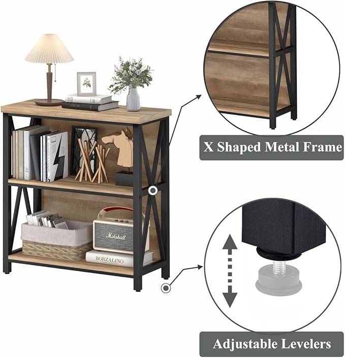 FATORRI 6 Cube Storage Organizer Bookshelf and Small Bookcase for Home Office (Rustic Oak)