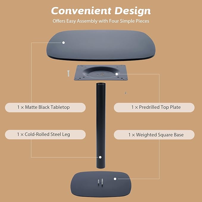 VONLUCE 32" Tulip Table,Kitchen Dining Table for 2 to 4 Person,Modern Dining Table with MDF Table Top & Pedestal Base for Dining Room, Living Room Black