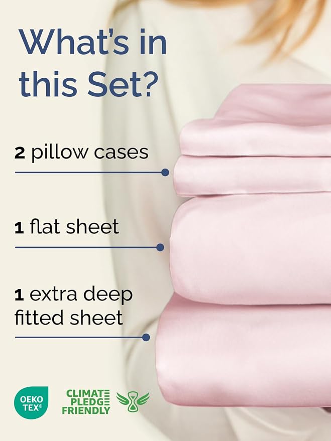 Extra Deep Twin Sheet Set - 4 Piece Breathable and Cooling Sheets - Hotel Luxury Bedding for Women, Men, Kids & Teens - Easy & Secure Fit - Soft and Wrinkle Free - Extra Deep Pockets - Lavender Pink
