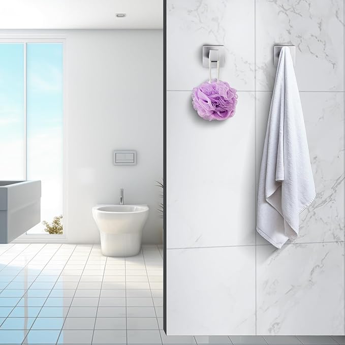 Towel Hooks for Bathrooms Robe Hook Coat Hook 4 Pack Brushed Nickel Stainless Steel Heavy Duty Wall Mounted Square Hooks for Bathroom Kitchen Bedroom