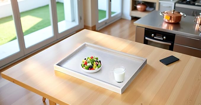 20 x 14 inches High-End Light Luxury Leather Rectangle Oversized Service Tray for Ottoman Tray, Coffee, Food, Family Dinner, Picnic, Party Essentials (Beige, 20 x 14 inch)