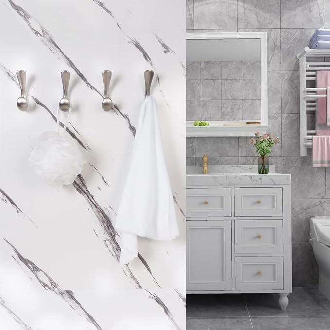 1 Pack Towel Hooks for Bathrooms Wall Mounted, Brushed Nickel Bathroom Hooks for Towels, Robe & Towel Hook for Wall, Modern Bath Towel Hook