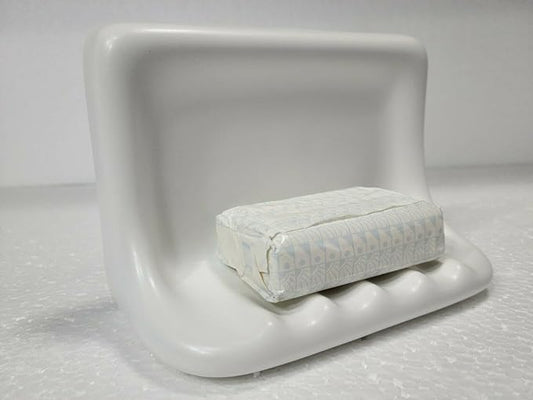 Bright White Matte Ceramic Soap Dish Tray Tile in Daltile Color 0790 Mid Century Modern Retro