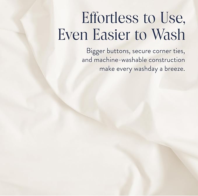 Brooklinen Luxury Percale Duvet Cover – 100% Cotton, Cool, Crisp, Extra-Long Corner Ties, Button Closure, Soft & Breathable – Machine Washable, Duvet Cover Full/Queen Bed Sizes (Cream)