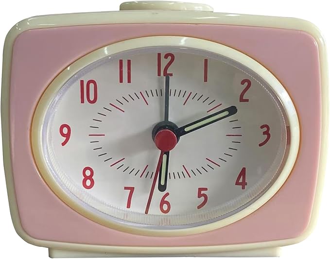 Alarm Clock Pink Small Silent Movement Vintage Classic Style Battery Powered Small Alarm Clock