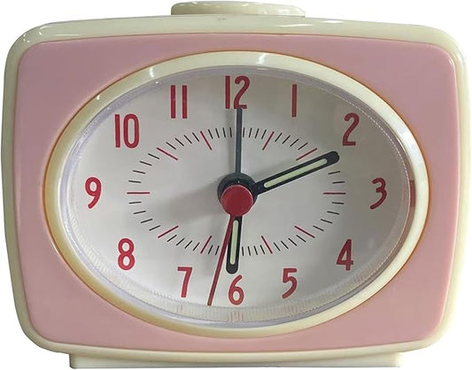 Alarm Clock Pink Small Silent Movement Vintage Classic Style Battery Powered Small Alarm Clock