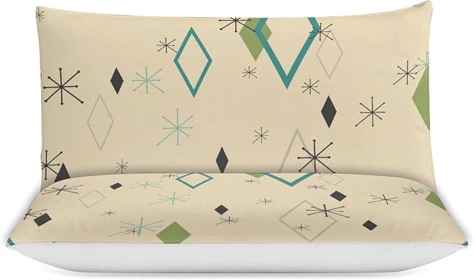 Modern Mid Century Duvet Cover, Vintage Geometry Bedding Sets Soft Comforter Cover，Aesthetic Abstract Art Bedding 3 Piece (1 Duvet Cover 79"x90" + 2 Pillow Sham 20"x30")