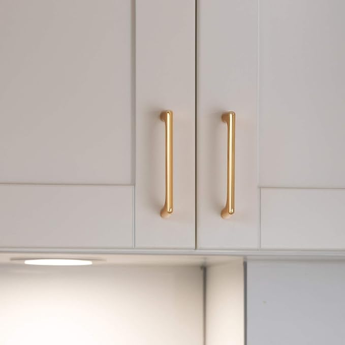 Goo-Ki Shinging Gold Cabinet Pulls with 6.3''(160mm) Hole Centers, Modern Style Zinc Alloy Cabinet Handles for Dresser,Wardrobe,Cupboard- 6 Pack