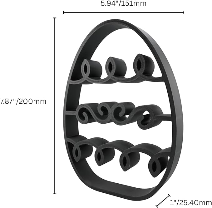 Easter Egg Sculpture – Minimalist Decorative Accent for Spring & Year-Round Home Decor | Collectible Design | Modern Holiday Display (Squiggly Wave Matte Black)