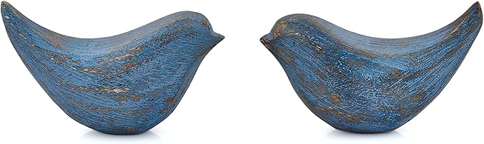 Statues Acacia Wood Bird Figurines | Rustic Farmhouse Decor, Office Accent Elegant Woodland Home Accent Tabletop Decor & Gift (4.5" x 2" x 2.5")