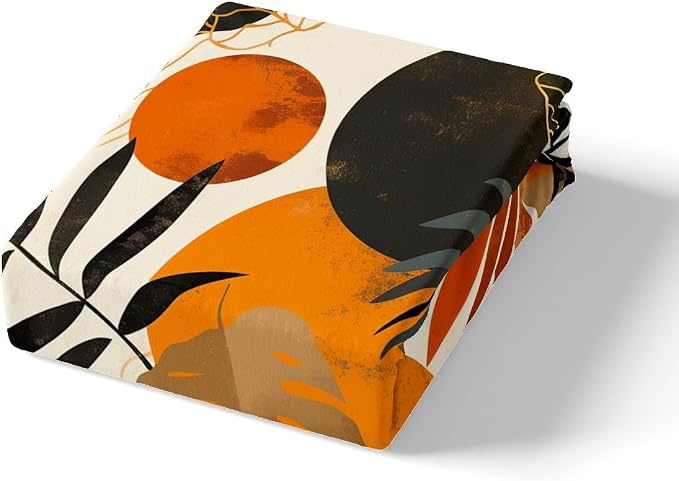 Feelyou Palm Leaf Duvet Cover Twin Size Kids Modern Abstract Art Bedding Set Boys Girls Boho Bohemian Style Comforter Cover Set Mid Century Geometric Exotic Floral Bedspread Cover(No Comforter)