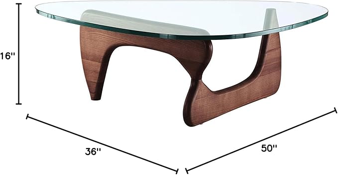 EMODERN FURNITURE eMod - Noguchi Triangle Coffee Table Glass Top (Walnut)