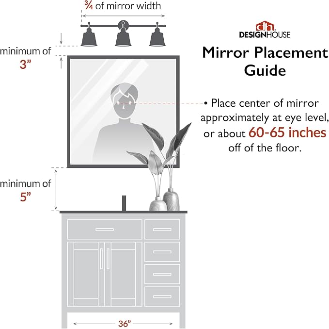 Design House 36-Inch Violette Wall Mirror – Round Mirror with Black Iron Metal Frame – Midcentury Modern Design for Entryway, Vanity, Living Room, Bathroom, 589887